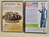 Front and back of Louis C.K. Shameless DVD case with group and stage photos, detailed description of comedy special on back.