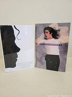 Photo showing front covers of two Michael Jackson books, 'Untouchable' with a silhouette cover and 'Michael Jackson: Unauthorized' featuring a photo of Michael Jackson lying down.