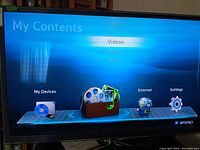 TV powered on displaying "My Contents" interface with menu icons