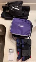 Ambu resuscitation mask pouch, wrist braces with Velcro straps and blood pressure monitor pouch