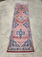 Full length top-down view of runner showing overall pattern, condition, and proportions