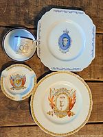 Top view of all four items showing decorative details