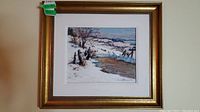 Full view of framed pastel artwork mounted on wall