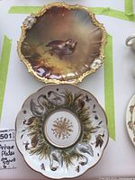 Overhead shot showing both plates side by side on white background with green tape border
