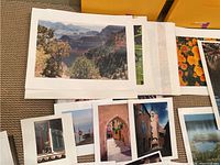 Loose photographic prints depicting European landscapes and architectural scenes, size approximately 16x20 inches and 8x11 inches