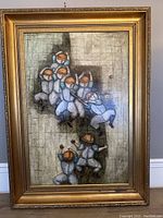 Full view of framed painting showing entire composition and frame