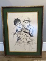 Framed original ink painting showing full artwork and frame.