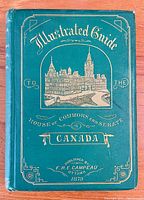 Front cover of a green hardcover book with gilt illustration of Canadian Parliament buildings and title text.