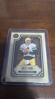 Front of the Brett Favre Time Machines trading card showing player's image and team