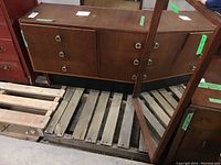 Wide view of the dresser and mirror showing overall structure and finish