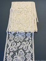 Folded length of Victorian lace trim showing overall color and texture.