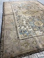 Full view of the rectangular carpet showing overall pattern and color palette