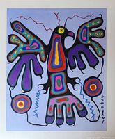 Front view of the Blue Thunderbird print showing the vibrant colors and artist signature.