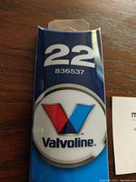 Close-up of the Valvoline logo and the number 22 with model number 836537 indicating the wiper blade size and model.