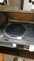 Front view of turntable in shelving