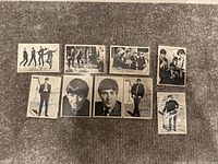 Set of 10 vintage black and white cards of The Beatles, showing group and individual photos