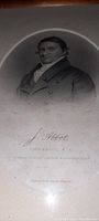 Close-up of the framed steel engraving portrait of John Abbot showing fine detail and inscription.
