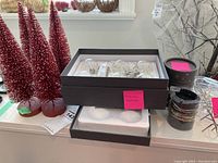 Box containing Restoration Hardware clear glass globe lights with foam insert.
