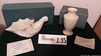 Cornucopia and Bouquet Vase displayed with respective original Lenox boxes and certificates of authenticity