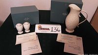 Photo of pitcher, salt and pepper shakers with original boxes and certificates