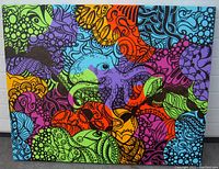 Straight-on view of full canvas showing multicolor abstract design