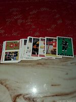 A group of vintage 1989 O-Pee-Chee hockey cards laid out to show front images of players in various poses and teams.