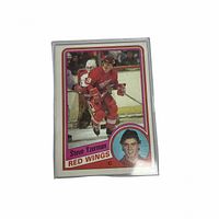 Front of the card showing Steve Yzerman in Detroit Red Wings uniform on ice and portrait inset, card is in protective sleeve.
