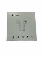 Front box showing i7S TWS wireless earbuds image and icons for battery, call, music, microphone functions