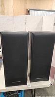 Front view of both speakers with grilles on