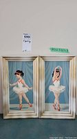 Pair of framed ballerina paint by numbers paintings side by side showing full lot content.