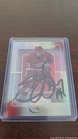 Front of autographed Steve Yzerman hockey trading card in protective case