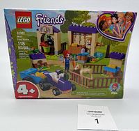 Front of the LEGO Friends 41361 Mia's Foal Stable box showing the completed set image and piece count.