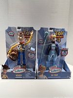 Front view of Woody and Bo Peep True Talkers action figures in original packaging