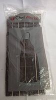 Photo showing ChefWorks Striped Bib Apron in factory packaging with size 34"x24".