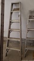 Full view of the aluminum 5 step ladder showing its height and structure.