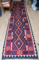 Full view of the rug showing colors and pattern layout on floor