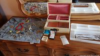 Overview of jewelry assortment on dresser