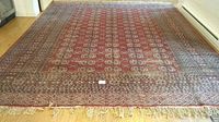 Full view of the 9x12 area rug showing overall pattern and condition with fringe edges
