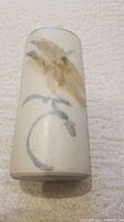 Photo of ceramic Saltspring Pottery vase showing abstract brush design.