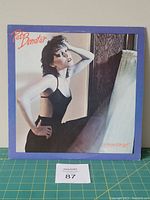 Front cover of Pat Benatar's 'In the Heat of the Night' vinyl LP showing the artist posing with a purple border.