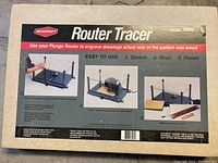 Box top showing Milescraft Router Tracer Model 7000 with usage instructions and images.