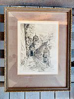 Framed antique engraving showing full artwork and frame