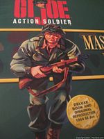 Close-up of box artwork showing soldier illustration and G I Joe Masterpiece Edition text.