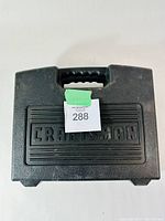 Closed black plastic carrying case with 'Craftsman' embossed on the lid and a sticker labeled '288' attached on the front.
