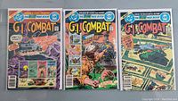 Photo showing three G.I. Combat comic books, issues 225, 226, and 231, aligned side by side with visible colorful wartime covers.