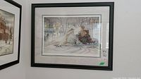 Full view of framed print showing matting, frame and overall condition