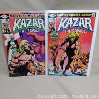 Front view of both Ka-Zar The Savage comics, Issue #1 and Issue #3, showing cover artwork and plastic bags with backing boards