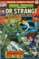 Front cover of Marvel Premiere #6 comic book featuring Dr. Strange fighting a sea monster titled 'The Shambler From The Sea'