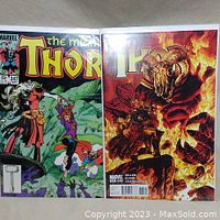 Photo showing both Thor comic book issues 347 and 613 bagged and boarded.