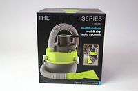 Front image of the boxed vacuum showing brand, model, and product image.